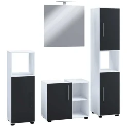 Discount Wohnen Badezimmermöbel Set in Weiß und Schwarz - Cranies (vierteilig)