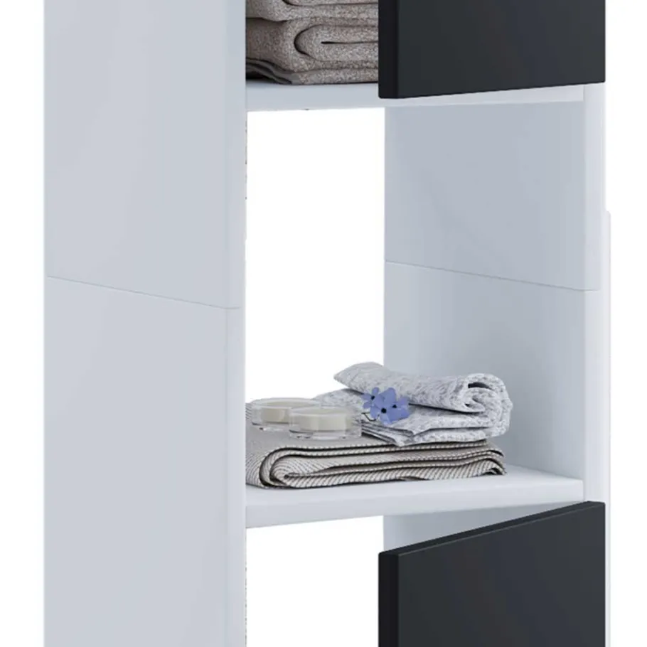 Discount Wohnen Badezimmermöbel Set in Weiß und Schwarz - Cranies (vierteilig)