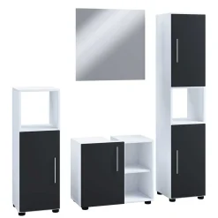 Discount Wohnen Badezimmermöbel Set in Weiß und Schwarz - Cranies (vierteilig)