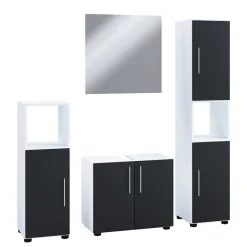 New Wohnen Badezimmermöbel Set in Weiß Schwarz - Cranies I (vierteilig)