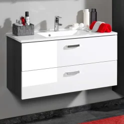 Discount Wohnen Badezimmermöbel Set Tiamos in Weiß Hochglanz (vierteilig)