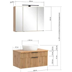 New Wohnen Badezimmermöbel Waschplatz Kombination - Crystoga (dreiteilig)