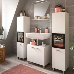 Clearance Wohnen Badezimmermöbel-Kombi in Weiß - Harmone (vierteilig)