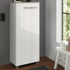 Online Wohnen Badezimmerschrank in Weiß Hochglanz & Eiche - Vauflos