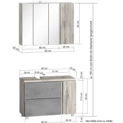 Online Wohnen Badezimmerschränke Set modern - Eight (dreiteilig)