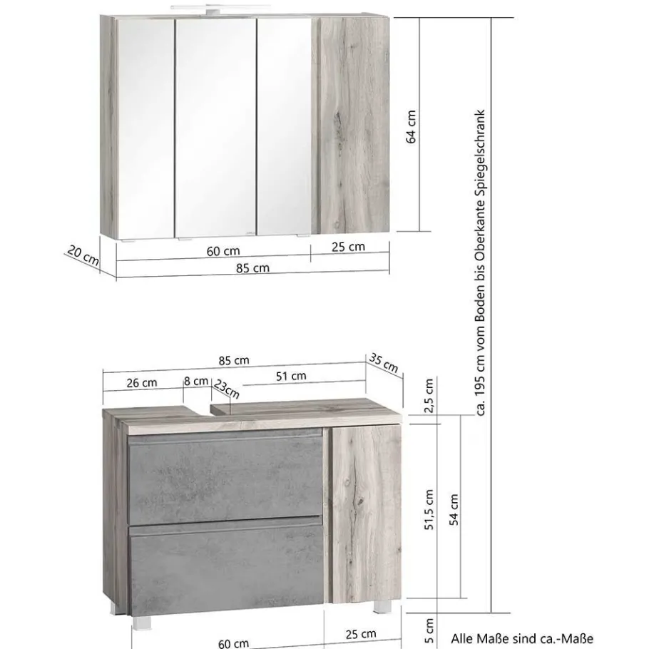 Online Wohnen Badezimmerschränke Set modern - Eight (dreiteilig)