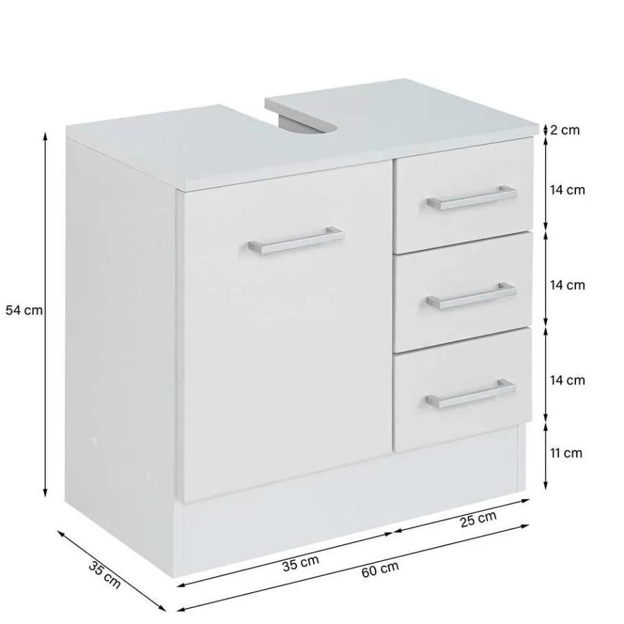 Online Wohnen Badmöbel Basis-Set in Weiß - Skiranov (dreiteilig)