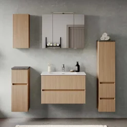 Outlet Wohnen Badmöbel Block Einzelmöbel Set - Leitha (fünfteilig)