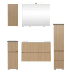 Outlet Wohnen Badmöbel Block Einzelmöbel Set - Leitha (fünfteilig)