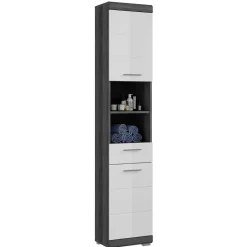 Discount Wohnen Badmöbel Hochschrank & Beckenschrank & Spiegel - Nancys (dreiteilig)