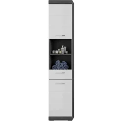 Discount Wohnen Badmöbel Hochschrank & Beckenschrank & Spiegel - Nancys (dreiteilig)