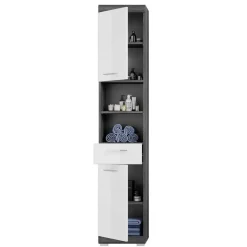 Discount Wohnen Badmöbel Hochschrank & Beckenschrank & Spiegel - Nancys (dreiteilig)