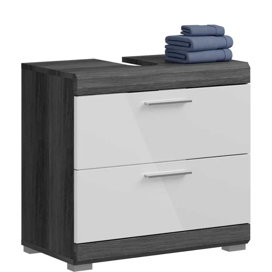 Discount Wohnen Badmöbel Hochschrank & Beckenschrank & Spiegel - Nancys (dreiteilig)