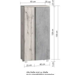 Hot Wohnen Badmöbel in Beton Optik & Wildeiche - Mia (dreiteilig)