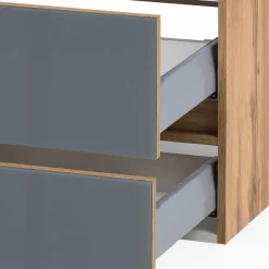 Hot Wohnen Badmöbel Kombination in Grau Glas - Anviletca (fünfteilig)