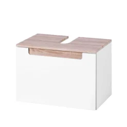 Discount Wohnen Badmöbel Komplettset Tymos in Eiche Weiß (fünfteilig)