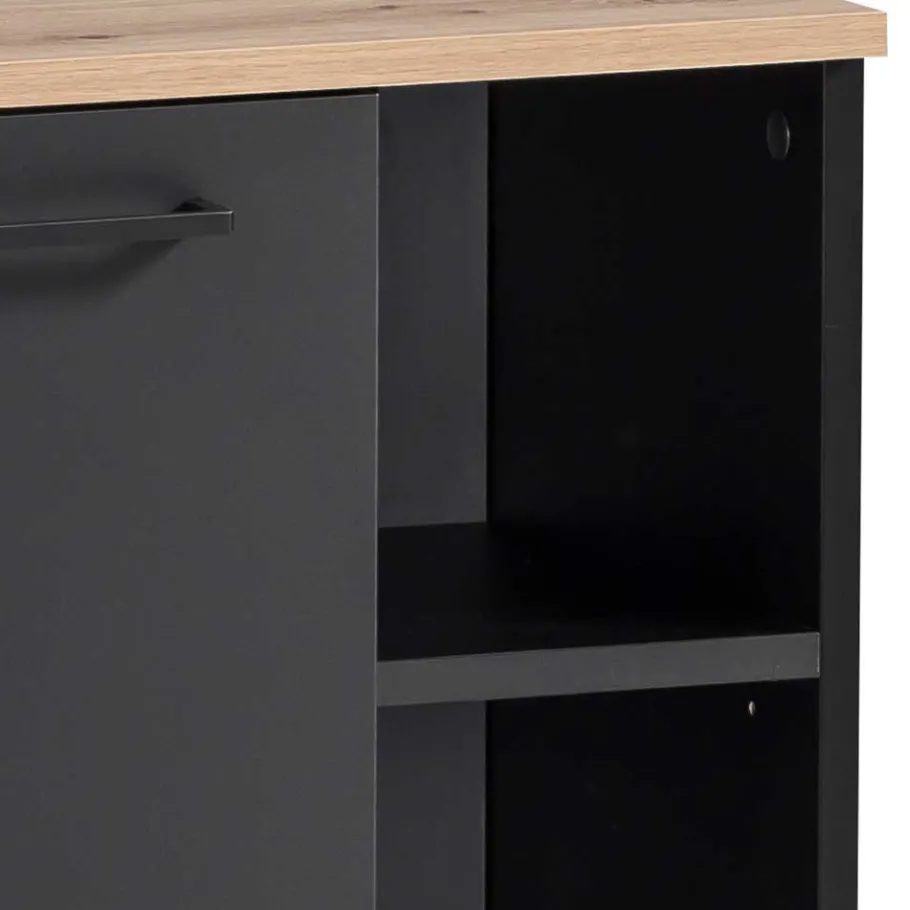 Outlet Wohnen Badmöbel Set in Schwarz - Riguna (dreiteilig)