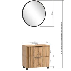 Discount Wohnen Badmöbel Waschtisch Kombi mit LED Spiegel - Crystoga (zweiteilig)