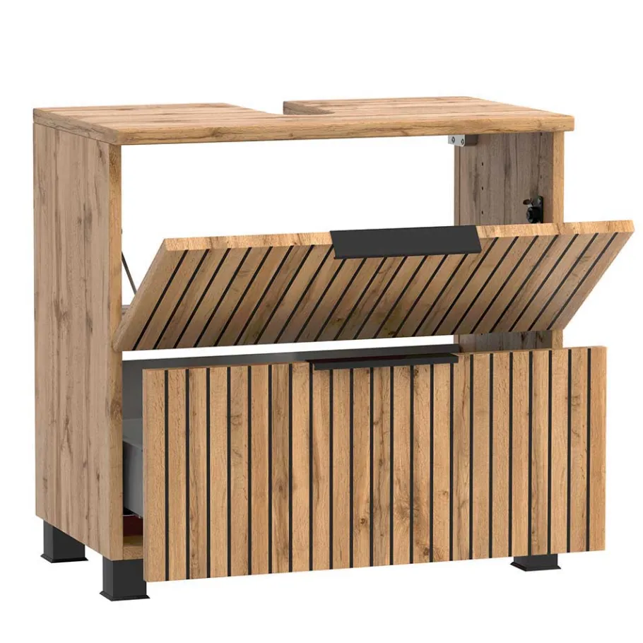 Discount Wohnen Badmöbel Waschtisch Kombi mit LED Spiegel - Crystoga (zweiteilig)