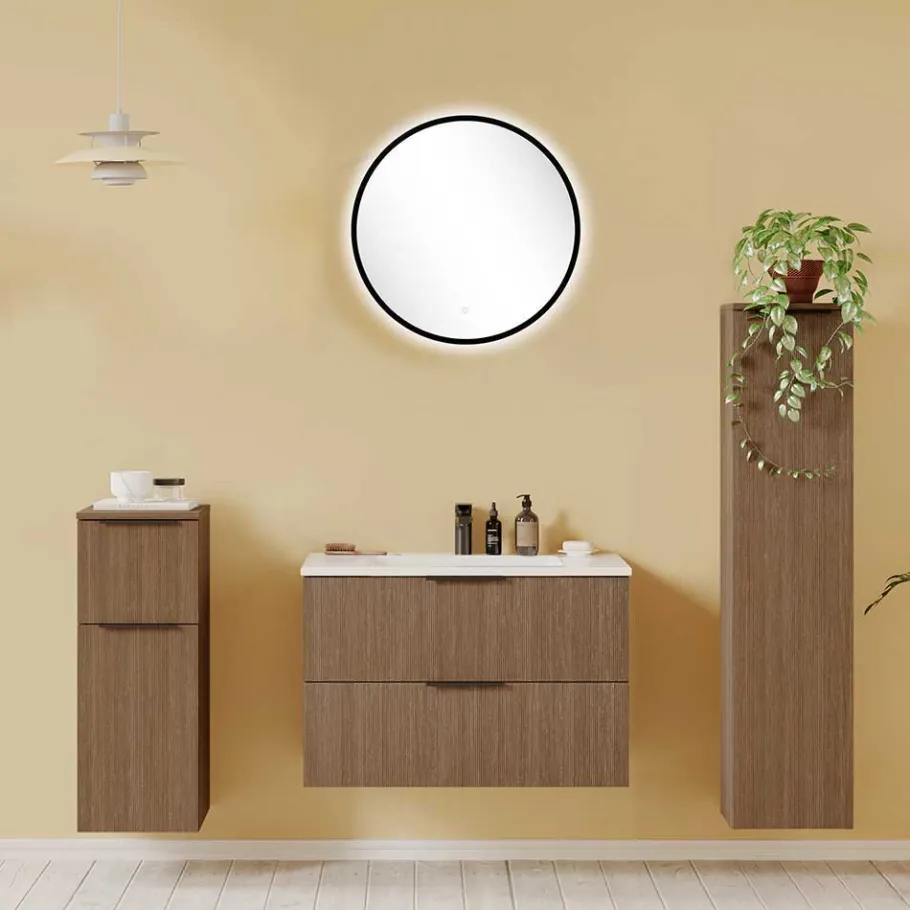 Outlet Wohnen Badspiegel und Badschränke Set - Ucaida (vierteilig)