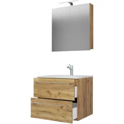 Outlet Wohnen Bad-Waschtisch & Spiegelschrank modern - Karin (zweiteilig)