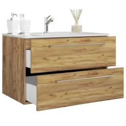Outlet Wohnen Bad-Waschtisch & Spiegelschrank modern - Karin (zweiteilig)