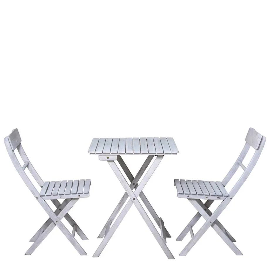 Discount Wohnen Balkon Sitzgruppe in Grey Wash - Paisly (dreiteilig)