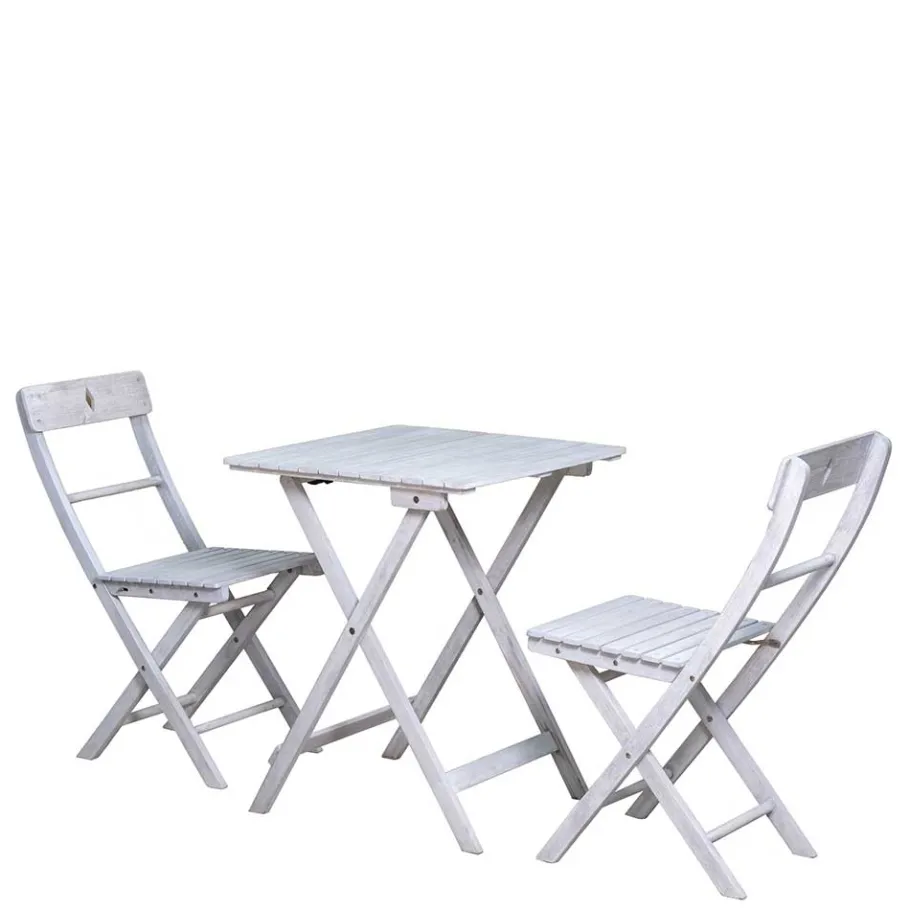 Discount Wohnen Balkon Sitzgruppe in Grey Wash - Paisly (dreiteilig)