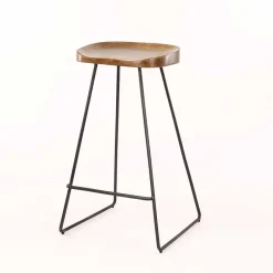 Outlet Wohnen Barhocker mit Holzsitzen aus Akazie - Invitus (4er Set)