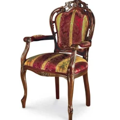 Clearance Wohnen Barock Armlehnstuhl in Rot Gold Magari mit floralem Muster