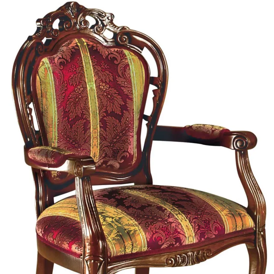 Clearance Wohnen Barock Armlehnstuhl in Rot Gold Magari mit floralem Muster