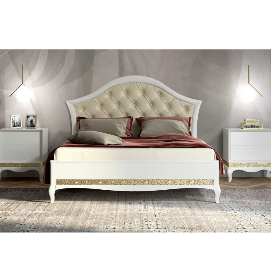 Hot Wohnen Barock Design Bett & Nachtkommoden - Valganios (dreiteilig)