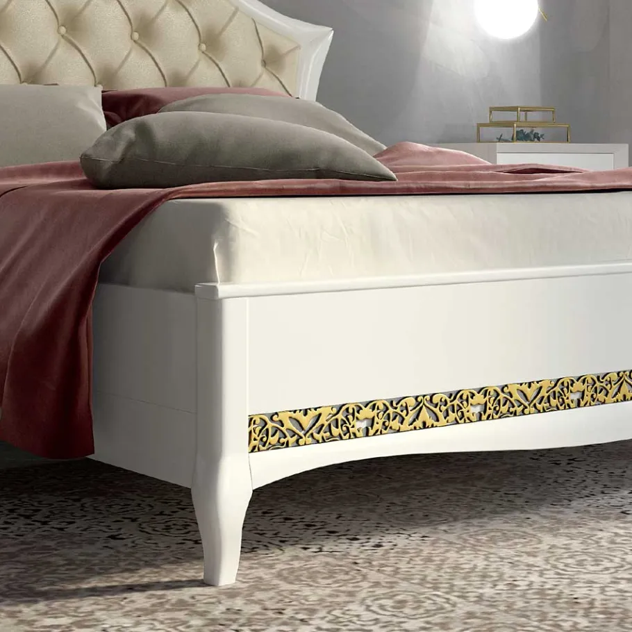 Hot Wohnen Barock Design Bett & Nachtkommoden - Valganios (dreiteilig)