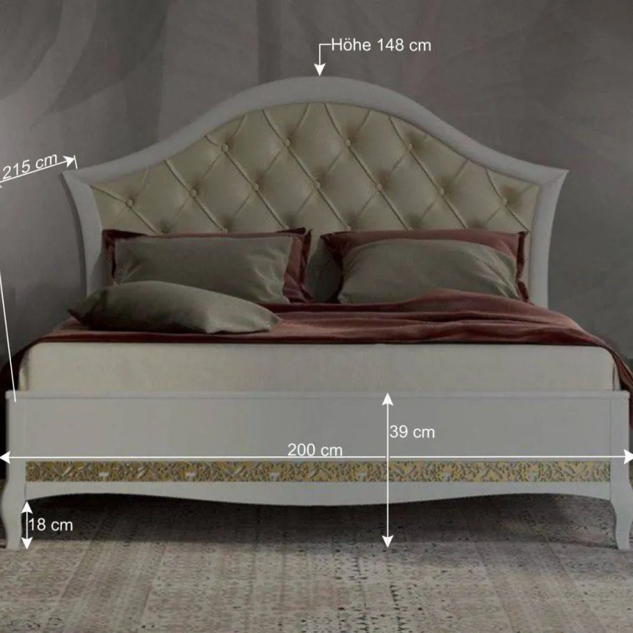 Hot Wohnen Barock Design Bett & Nachtkommoden - Valganios (dreiteilig)