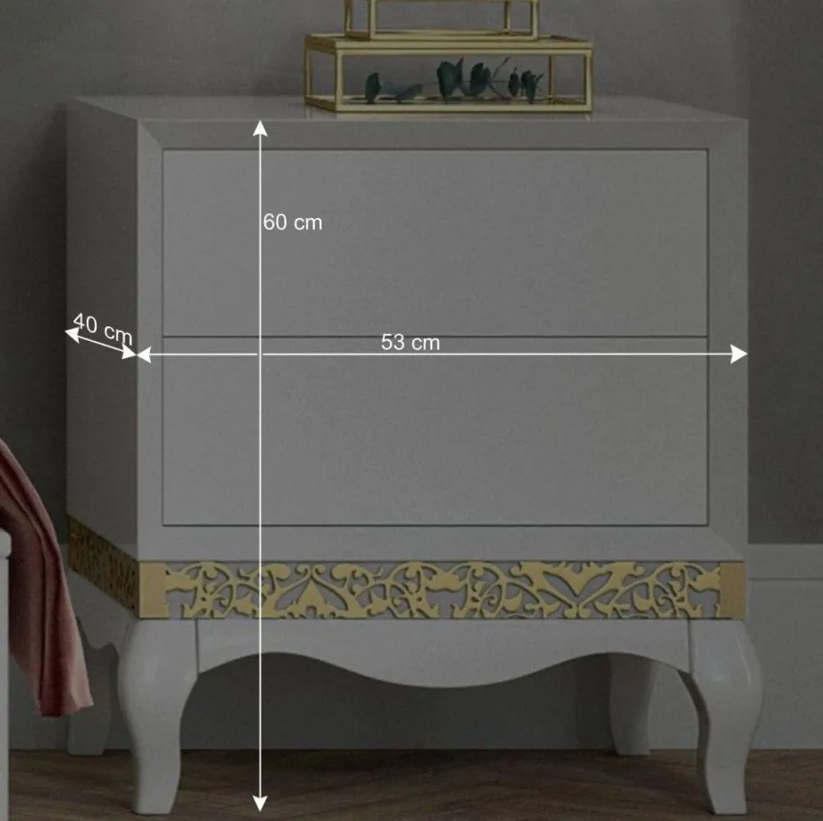Hot Wohnen Barock Design Bett & Nachtkommoden - Valganios (dreiteilig)