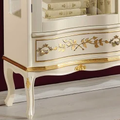 Discount Wohnen Barock Design Vitrine in Weiß & Gold - Iviada