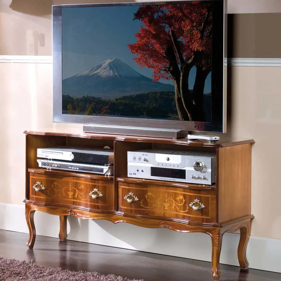 Clearance Wohnen Barock Fernseh Tisch mit 2 Schubladen Agosto & 2 Fächern