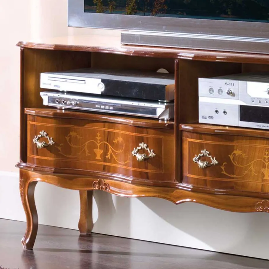 Clearance Wohnen Barock Fernseh Tisch mit 2 Schubladen Agosto & 2 Fächern