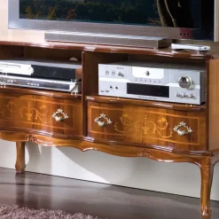 Clearance Wohnen Barock Fernseh Tisch mit 2 Schubladen Agosto & 2 Fächern