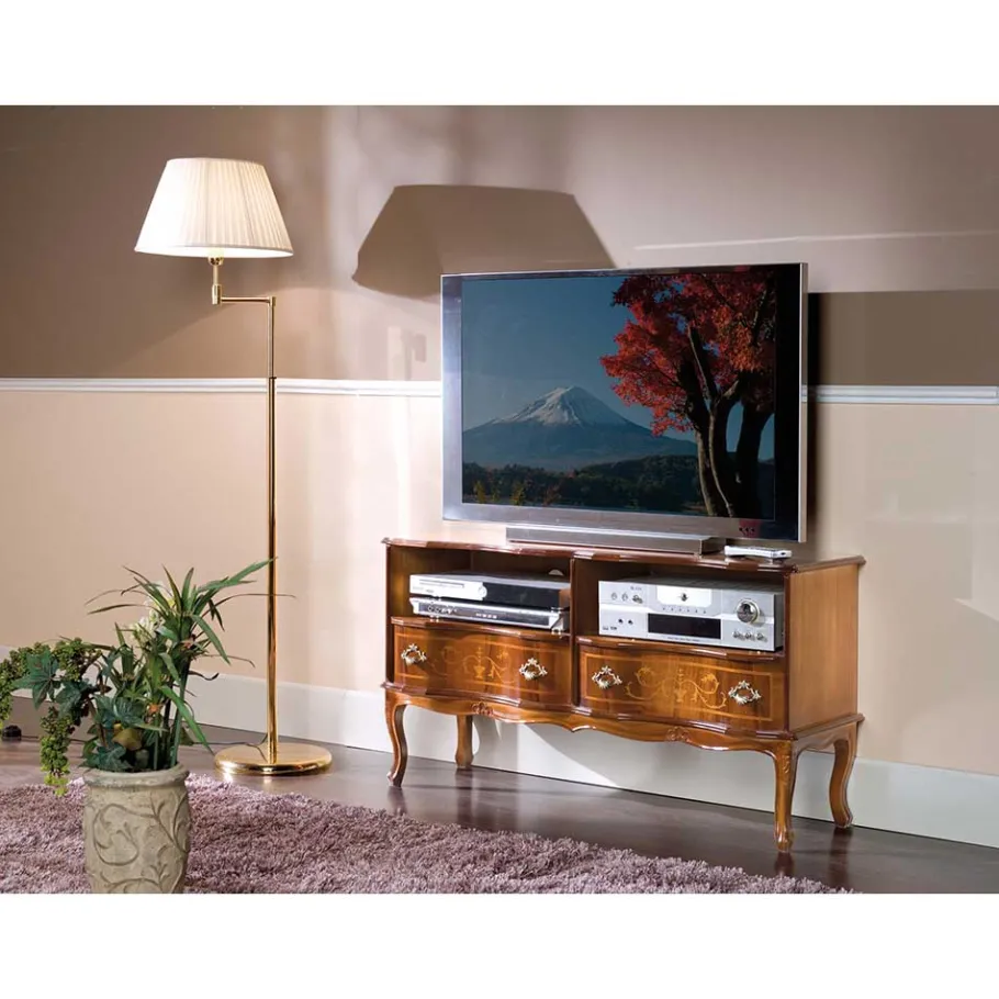 Clearance Wohnen Barock Fernseh Tisch mit 2 Schubladen Agosto & 2 Fächern