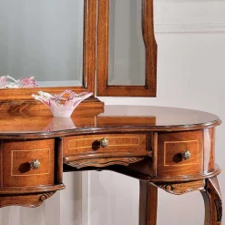 Outlet Wohnen Barock Frisierkommode mit Spiegel Agosto in Nussbaum