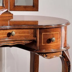 Outlet Wohnen Barock Frisierkommode mit Spiegel Agosto in Nussbaum