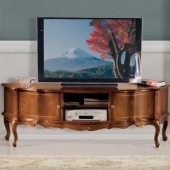 Outlet Wohnen Barock Lowboard für Fernseher Dentro in Nussbaumfarben