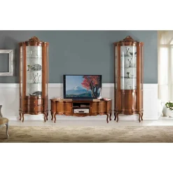 Outlet Wohnen Barock Lowboard für Fernseher Dentro in Nussbaumfarben
