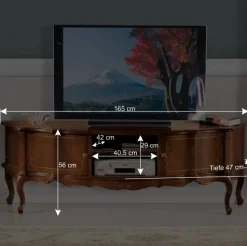 Outlet Wohnen Barock Lowboard für Fernseher Dentro in Nussbaumfarben