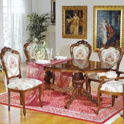 Best Wohnen Barock Polsterstuhl mit Blumen Muster Magari mit Massivholz