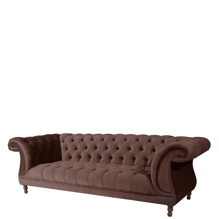 Best Wohnen Barock Style Sofa in Braun Samtvelours - Exados