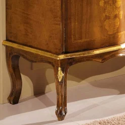 Discount Wohnen Barock TV Lowboard mit Blattgold Venerdina in Nussbaumfarben