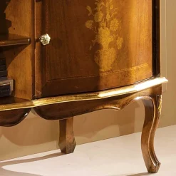 Discount Wohnen Barock TV Lowboard mit Blattgold Venerdina in Nussbaumfarben