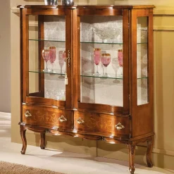 Hot Wohnen Barock Vitrine 2-türig Agosto mit Nussbaum Furnier